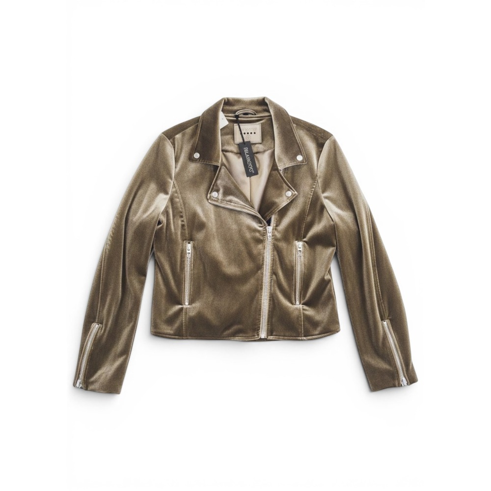 NWT Blank NYC Motor Jacket Women L‎ Velvet Edgy Motorcycle Biker Glam Rocker